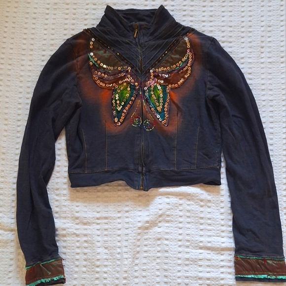 Bedazzled Hippy Crop Jacket Amazing work throughout Jacket - Picture 1 of 8
